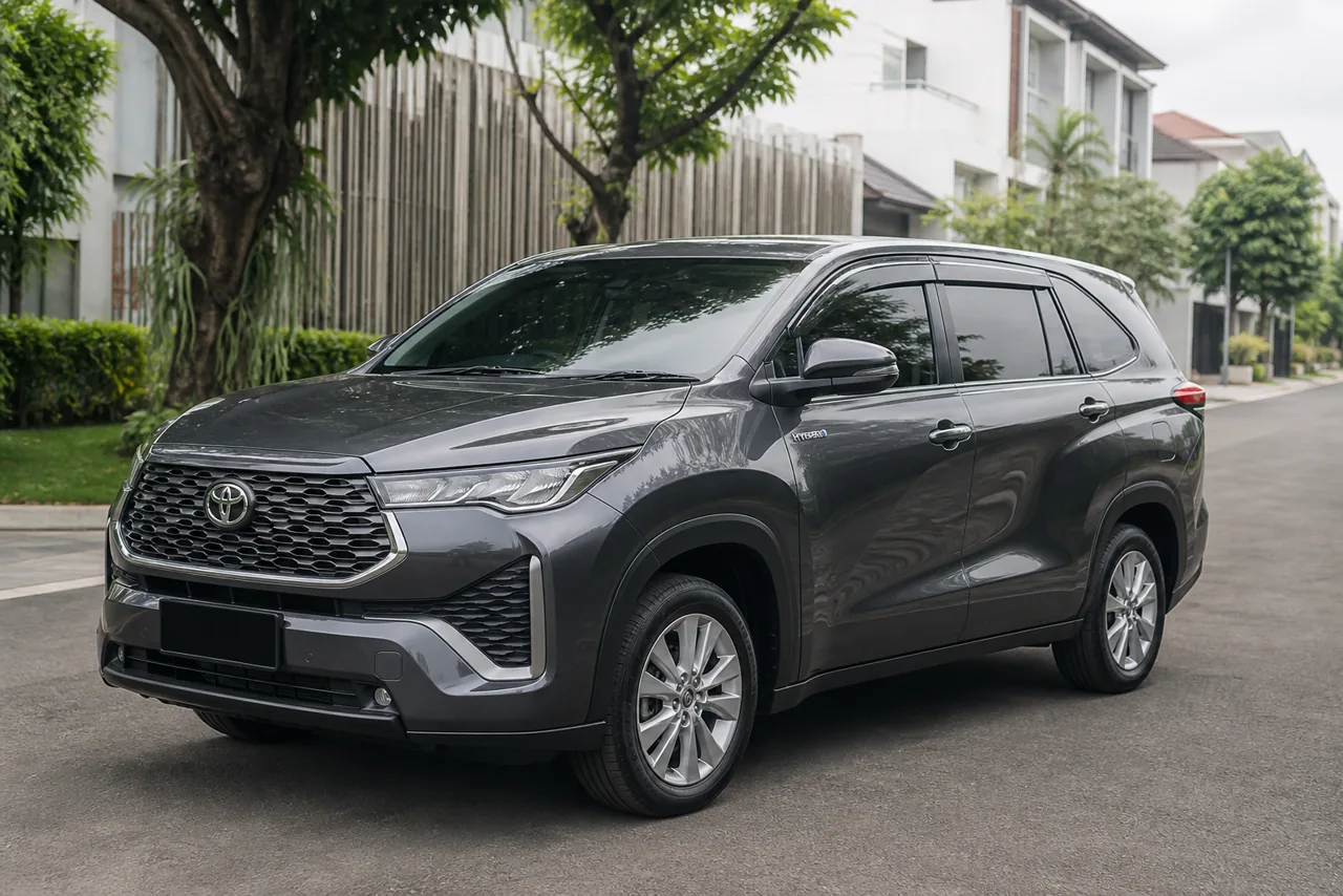 Toyota Innova Zenix abu-abu terawat di jalan perumahan Jakarta